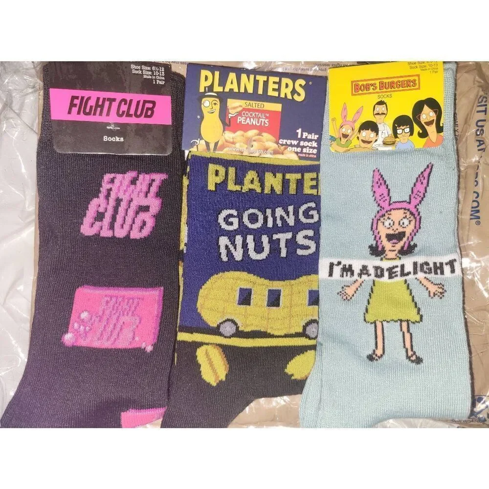 1 pair 2pc 90s theme crew socks